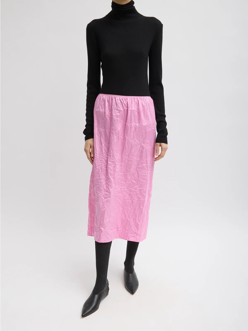 Tibi Pink Tech Crush Slip Skirt